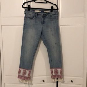 Tassel Embellished Pilcro Cropped Jeans